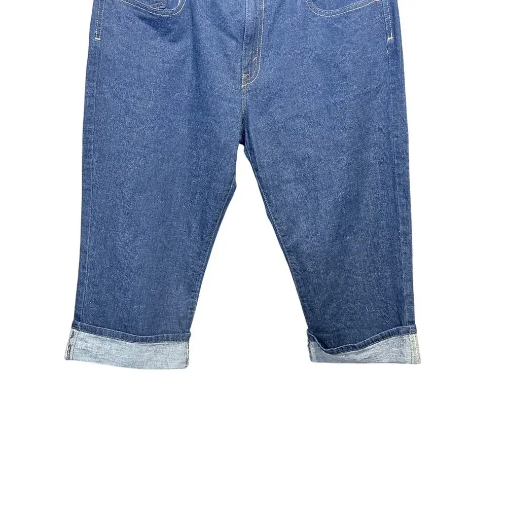 Levi’s dark wash denim capri jeans cuffed plus size 16 cotton blend Y2K stretch - Picture 6 of 7
